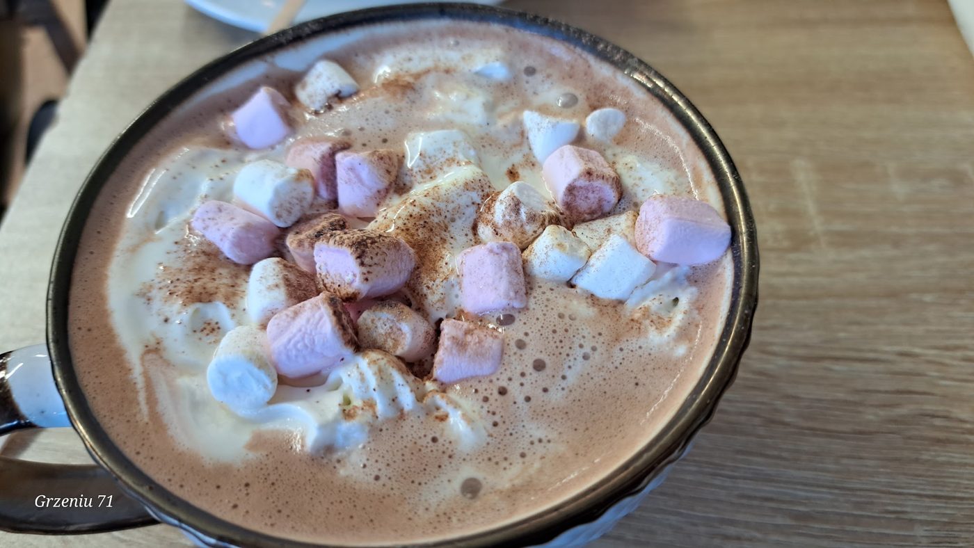A hot chocolate with marshmallows